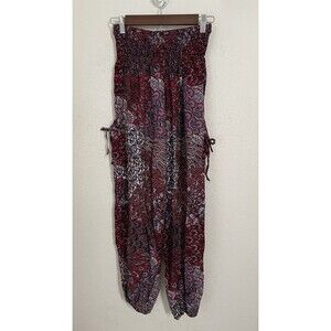 Women’s Harem Hippie Boho Pants Pull On Elastic Waist Standard Size (S M) Purple